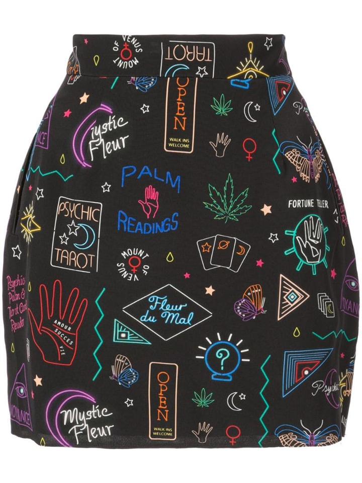 Fleur Du Mal Printed Mini Skirt - Black