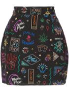 Fleur Du Mal Printed Mini Skirt - Black