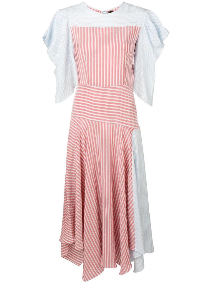 Anna October Striped Multi Panel Dress - Red