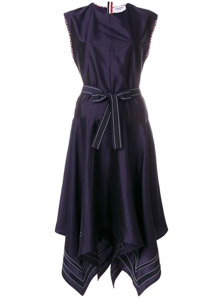 Thom Browne Scarf-hemmed Silk Dress - Blue