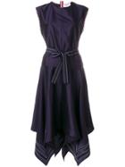 Thom Browne Scarf-hemmed Silk Dress - Blue