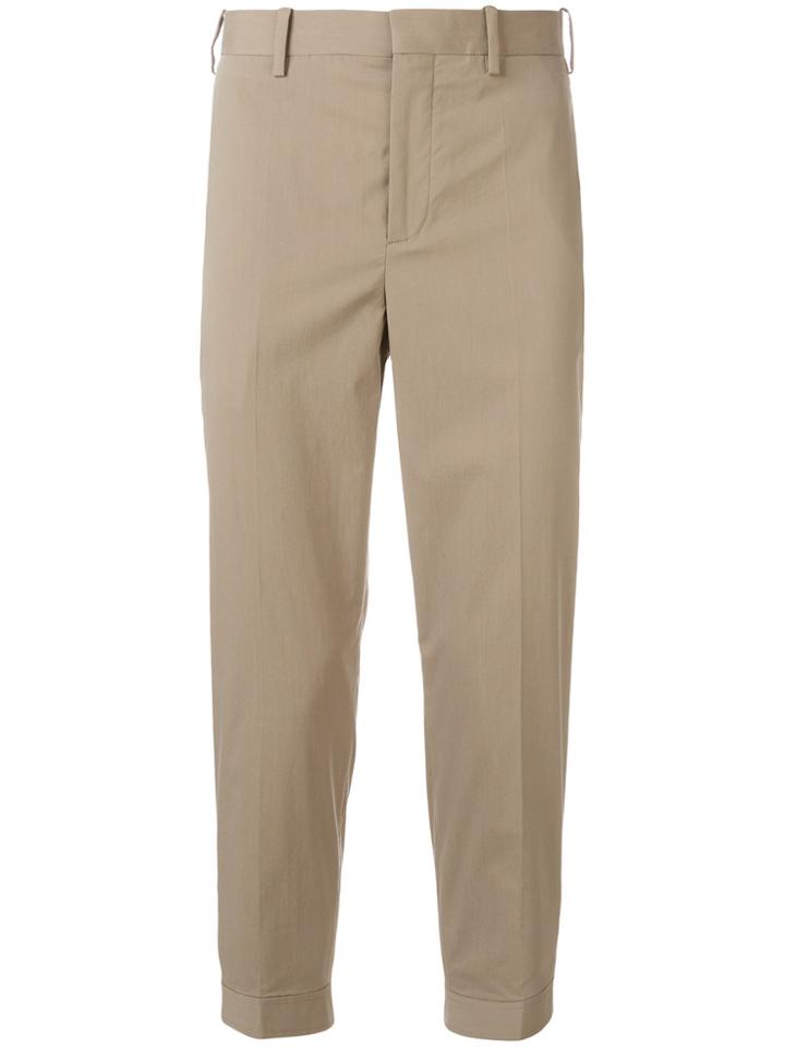Neil Barrett Cropped Button Cuff Trousers - Nude & Neutrals