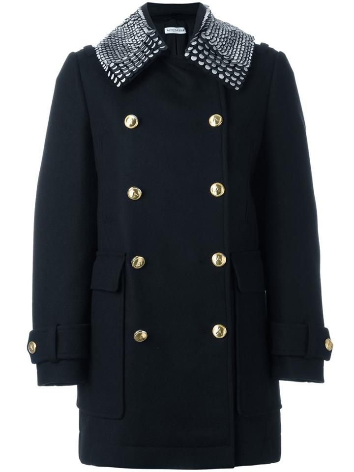 Altuzarra Flap Pockets Double-breasted Coat, Women's, Size: 42, Black, Polyamide/polyester/wool