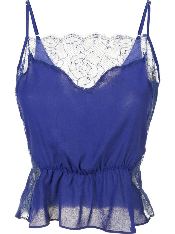 Fleur Du Mal - Rose Lace Cami - Women - Silk/polyester - S, Blue, Silk/polyester