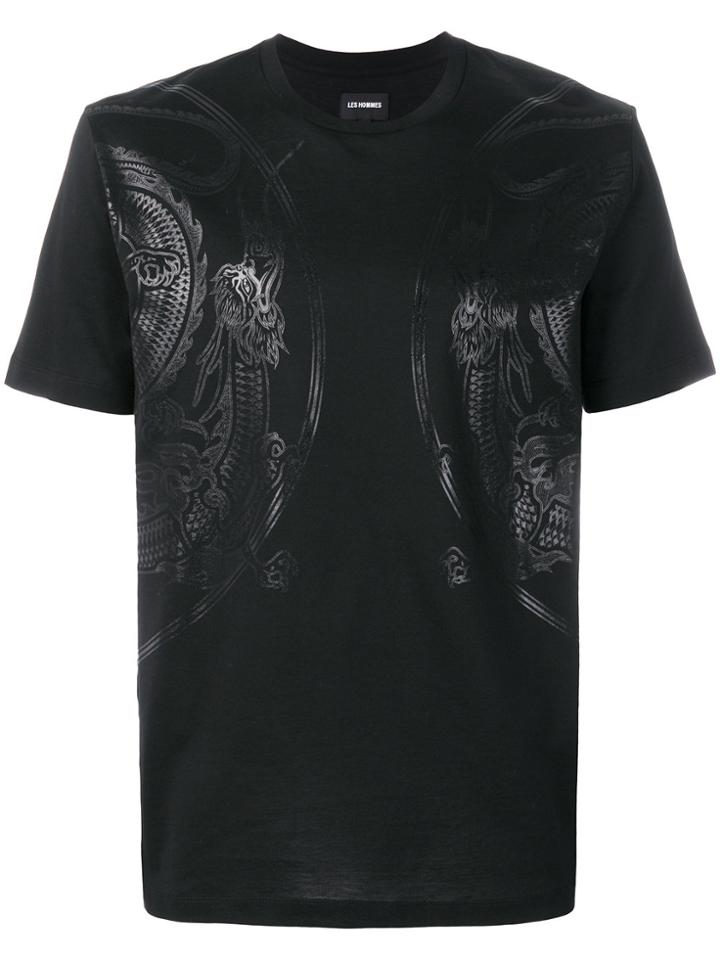 Les Hommes Printed Dragon T-shirt - Black