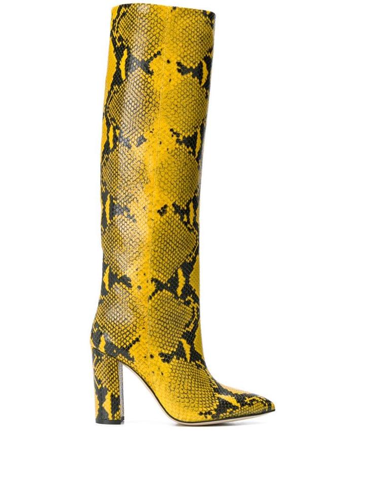 Paris Texas Snakeskin Print Boots - Yellow