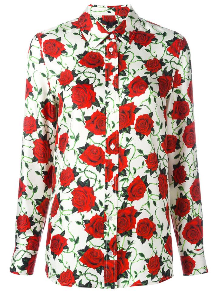 Alexander Wang Floral Print Shirt, Women's, Size: 6, White, Silk