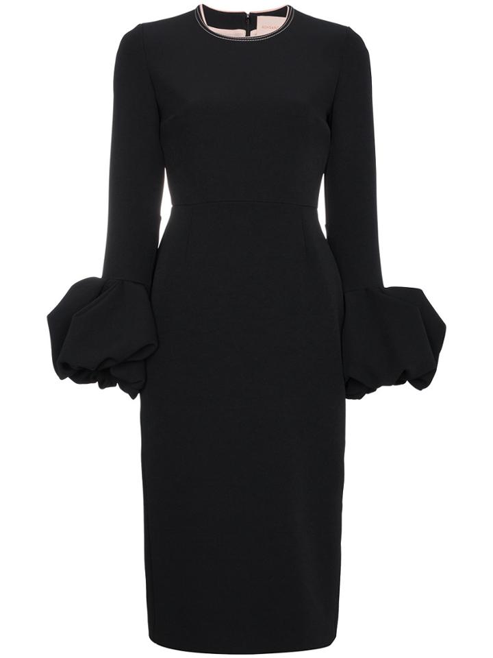 Roksanda Lena Crepe Frilled Sleeve Midi Dress - Black