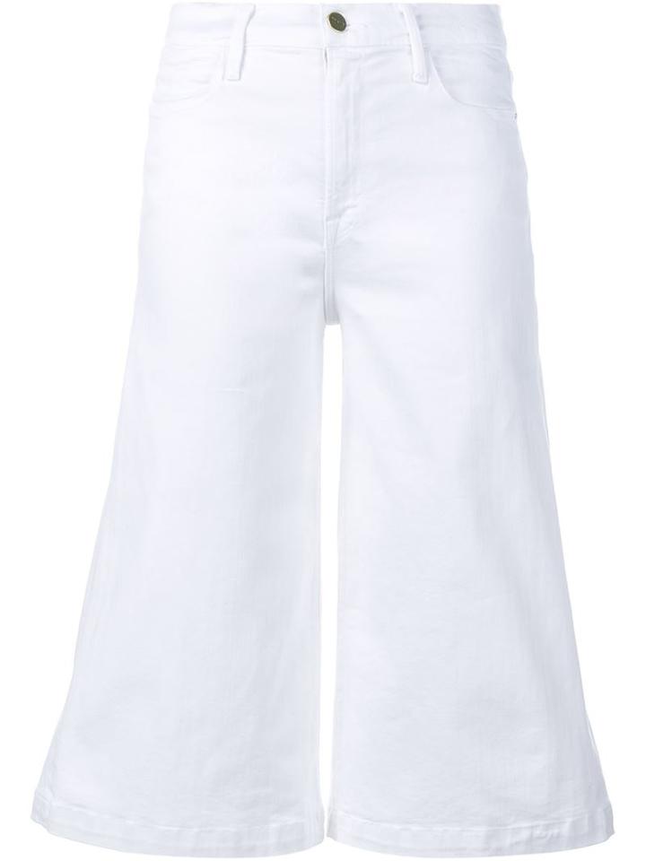 Frame Denim Denim Culottes, Women's, Size: 24, White, Cotton/polyester/spandex/elastane