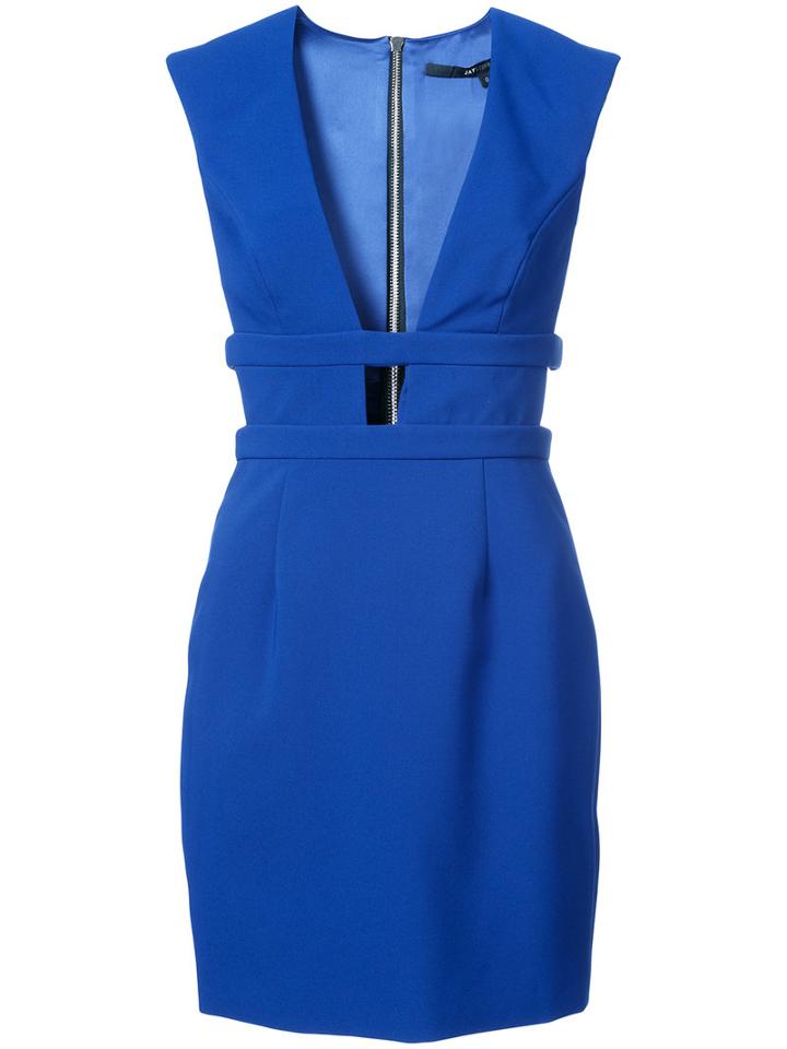 Jay Godfrey - Plunge Cut-out Mini Dress - Women - Polyester/polyurethane - 6, Blue, Polyester/polyurethane