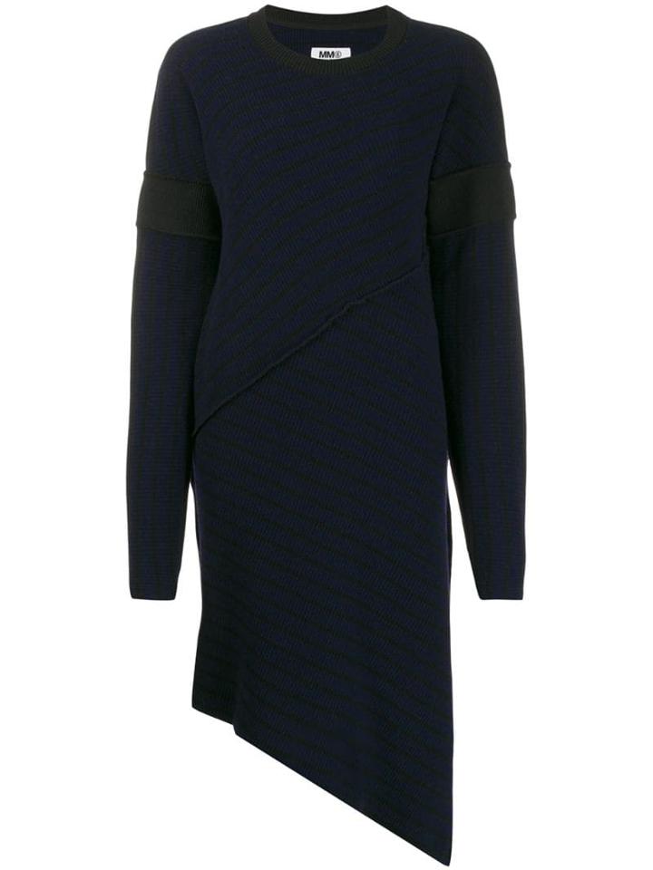 Mm6 Maison Margiela Striped Asymmetric Dress - Blue