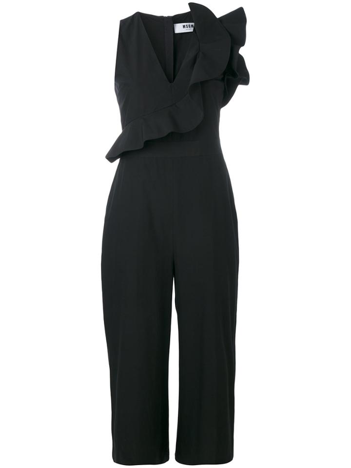 Msgm Ruffled Wide Leg Jumpsuit - Black