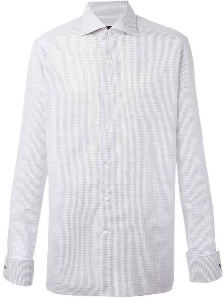 Ermenegildo Zegna Cutaway Collar Shirt, Men's, Size: 39, Grey, Cotton