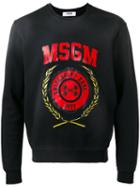 Msgm Logo Print Sweatshirt, Size: Xl, Black, Cotton