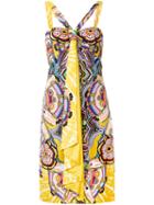 Roberto Cavalli - Halterneck Flared Printed Dress - Women - Viscose - 44, Yellow/orange, Viscose