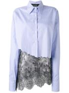 Filles A Papa - Striped Lace Hem Shirt - Women - Cotton/polyamide - 1, Blue, Cotton/polyamide