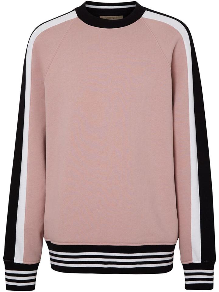 Burberry Stripe Detail Cotton Jersey Sweatshirt - Pink