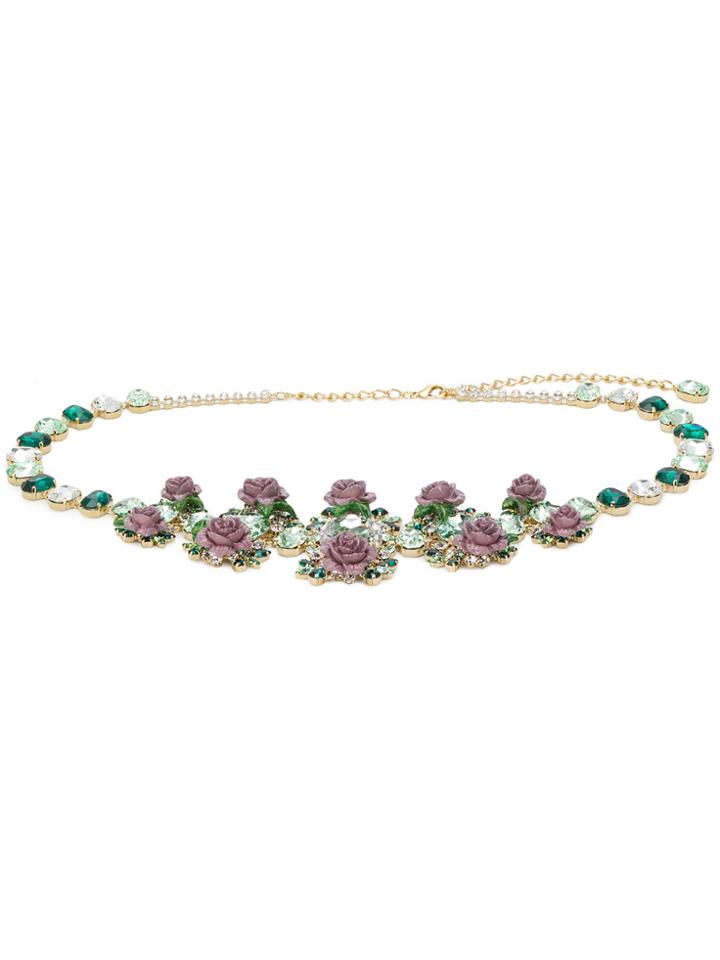 Dolce & Gabbana Floral Embellished Necklace - Green