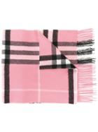 Burberry - Checked Scarf - Women - Cashmere - One Size, Women's, Pink/purple, Cashmere