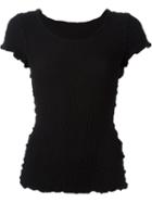 Issey Miyake Cauliflower Pleated Short Sleeve Blouse, Women's, Black, Cotton/polyurethane