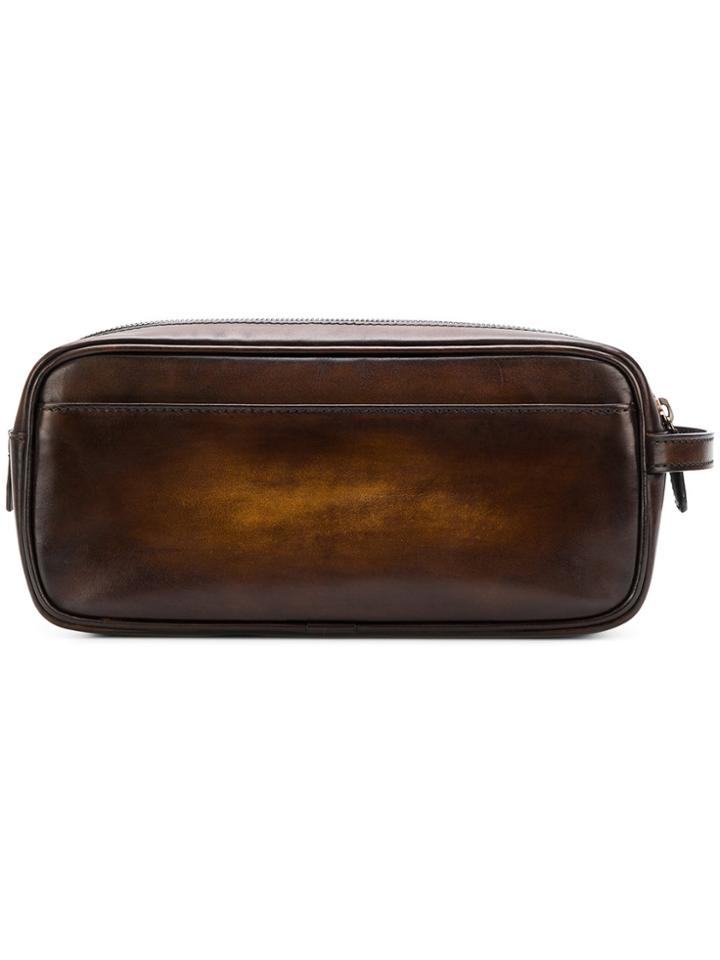 Berluti Zipped Wash Bag - Brown