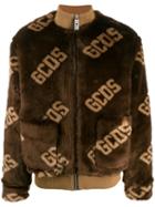 Gcds Faux Fur Logo Jacket - Brown