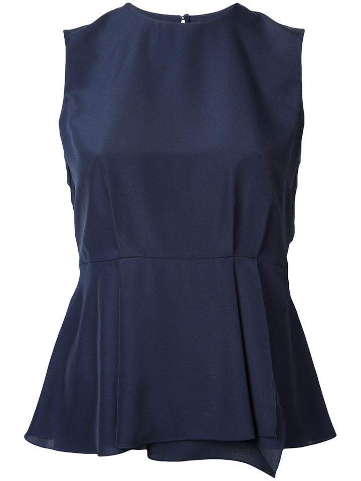 Estnation - Pleated Detail Blouse - Women - Polyester - 38, Blue, Polyester