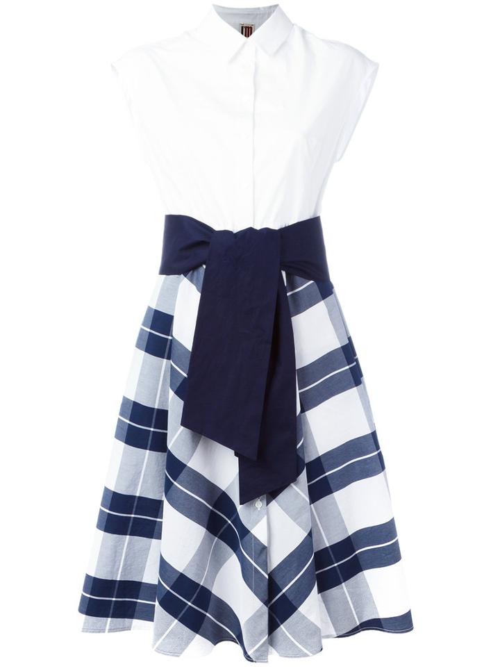 I'm Isola Marras Checked Shirt Dress, Women's, Size: 42, White, Cotton