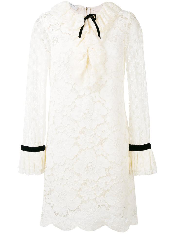 Philosophy Di Lorenzo Serafini - Sheer Mini Lace Dress - Women - Cotton/polyamide/polyester - 40, Nude/neutrals, Cotton/polyamide/polyester
