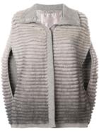 Herno Ribbed Fur Cape - Grey