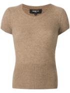 Paule Ka Ribbed Knit Top - Brown