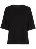 Blindness Button Sleeve Oversized T-shirt - Black