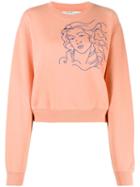 Off-white Embroidered Woman Figure Sweatshirt - Pink