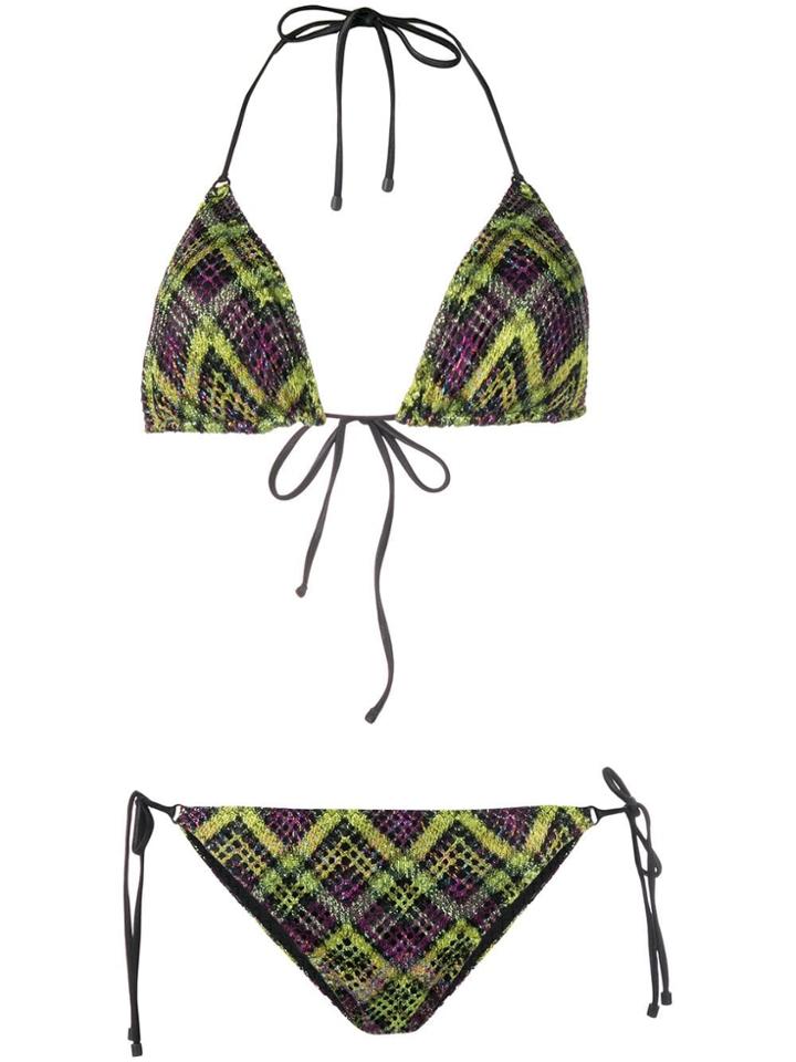 Missoni Check Pattern Knitted Bikini - Green
