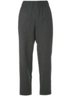 Tibi Cropped Pinstripe Trousers - Grey