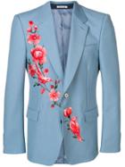 Alexander Mcqueen Embroidered Blazer - Blue