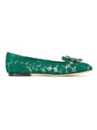 Dolce & Gabbana Embellished Lace Ballerinas - Green