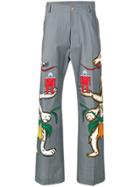 Walter Van Beirendonck Printed Bootcut Trousers - Grey