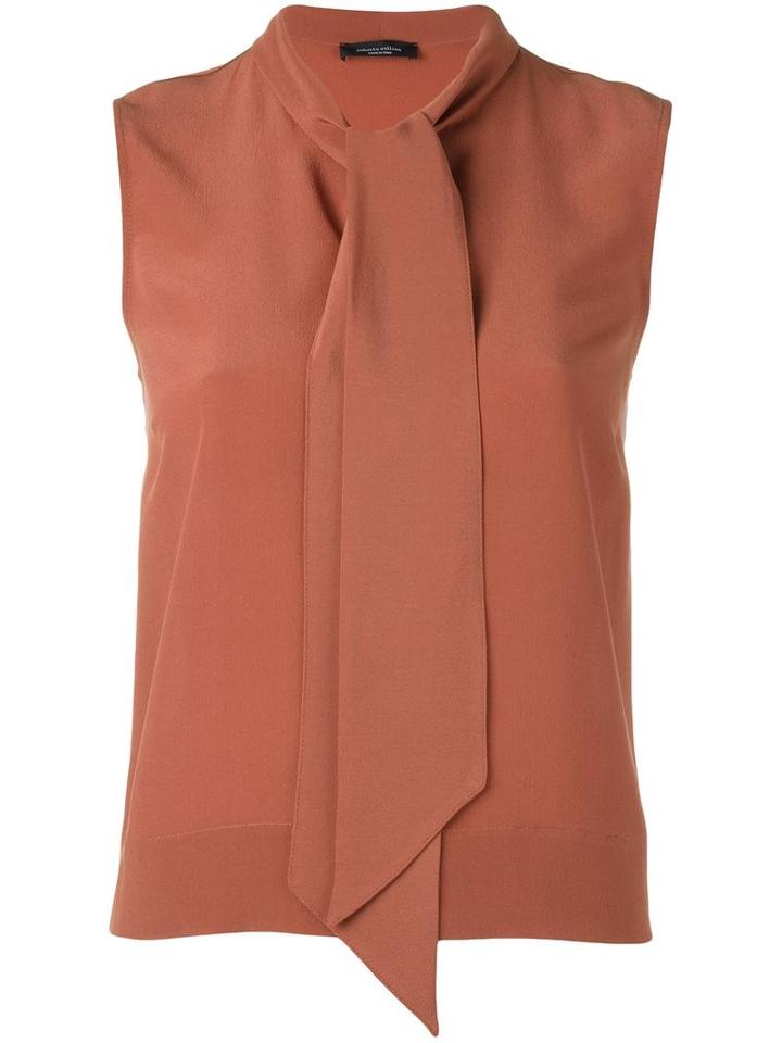 Roberto Collina Scarf Collar Blouse, Women's, Size: Large, Yellow/orange, Silk