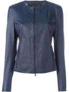 Drome Zip Cropped Jacket, Women's, Size: Large, Blue, Leather
