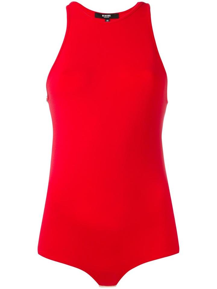 Versus Side Cut-out Bodysuit, Women's, Size: 42, Red, Polyamide/spandex/elastane/viscose