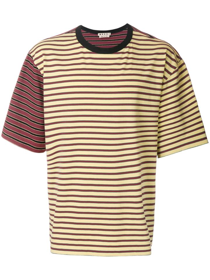 Marni Contrast Sleeve Striped T-shirt - Red