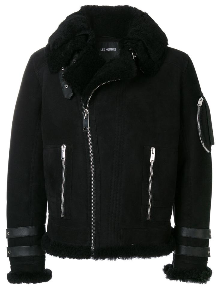 Les Hommes Off-centre Zip Jacket - Black