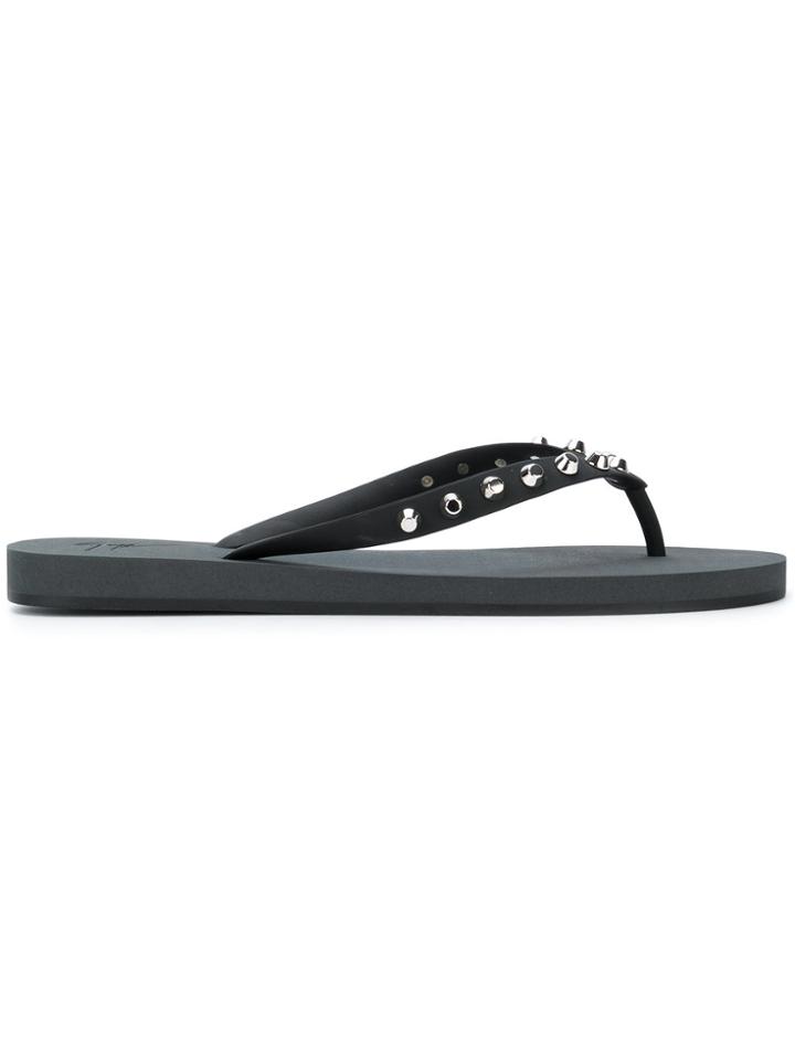 Giuseppe Zanotti Design Studded Florida Flip Flops - Black