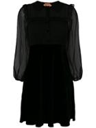No21 Ruffle-trim Velvet Dress - Black