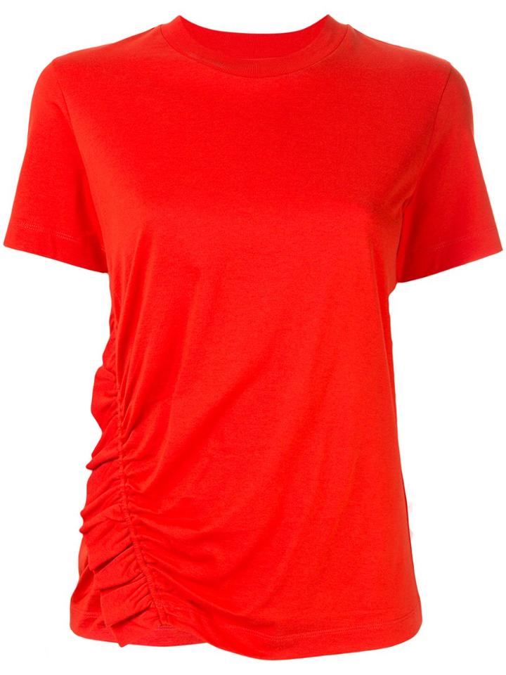 Ck Calvin Klein Asymmetric Ruche Detail T-shirt - Red
