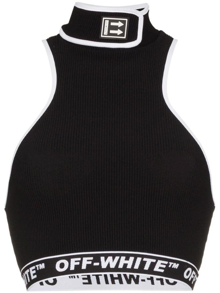 Off-white Ofwht Trtl Nk Slvls Hltr Crp Top - Black