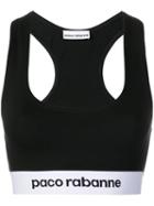 Paco Rabanne Logo Cropped Sports Bra - Black