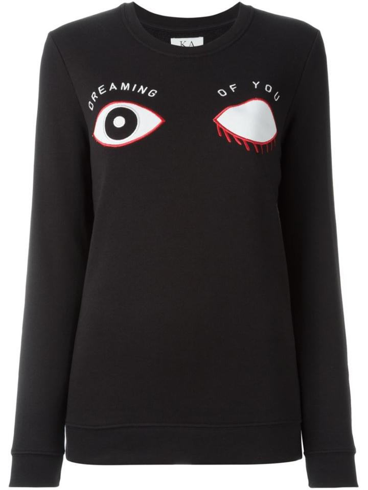 Zoe Karssen Embroidered Eyes Sweatshirt, Women's, Size: Large, Black, Cotton/polyester
