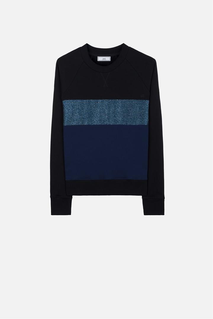 Ami Alexandre Mattiussi Colour Block Sweatshirt, Men's, Size: Medium, Black, Cotton/polyester/metallized Polyester